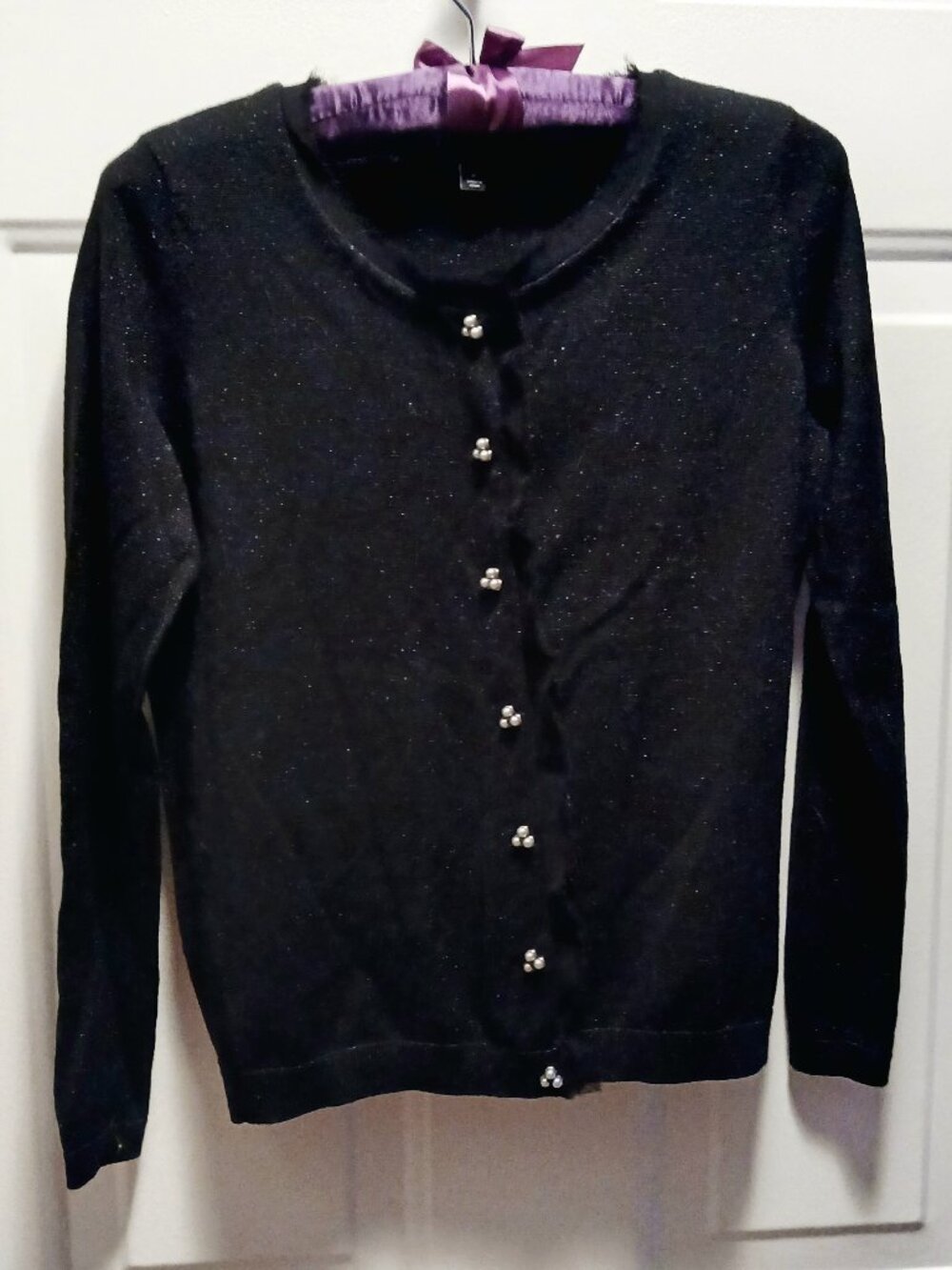 Petite Metallic Black Cardigan